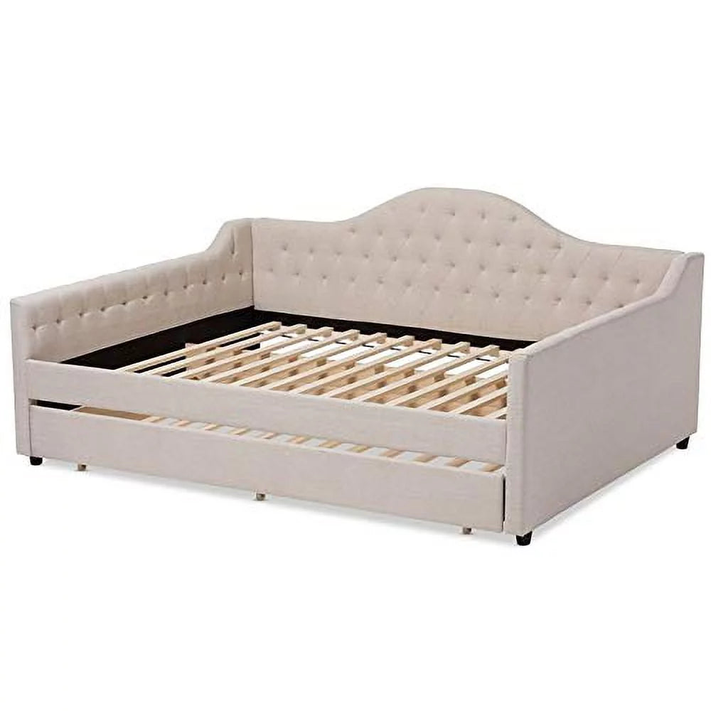 Baxton Studio Eliza Modern and Contemporary Fabric Upholstered Daybed with Trundle
