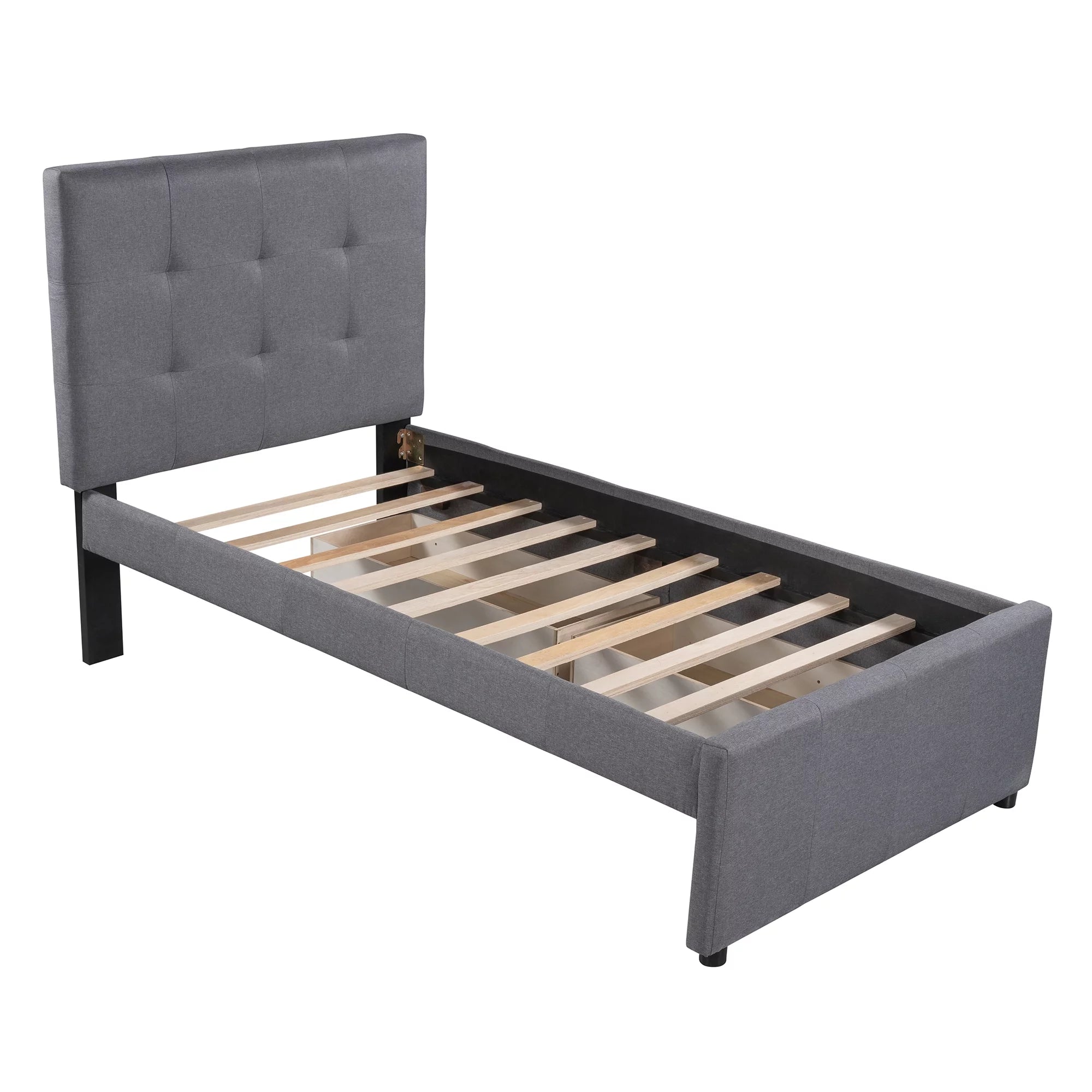 Bellemave Linen Upholstered Platform Bed With Headboard and Two Drawers, Twin