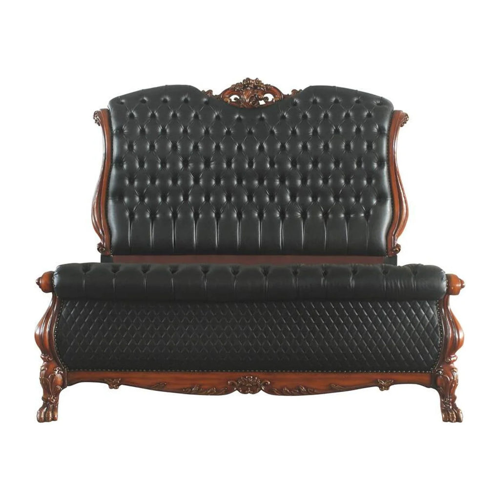 ACME Dresden Queen Bed in PU and Cherry Oak