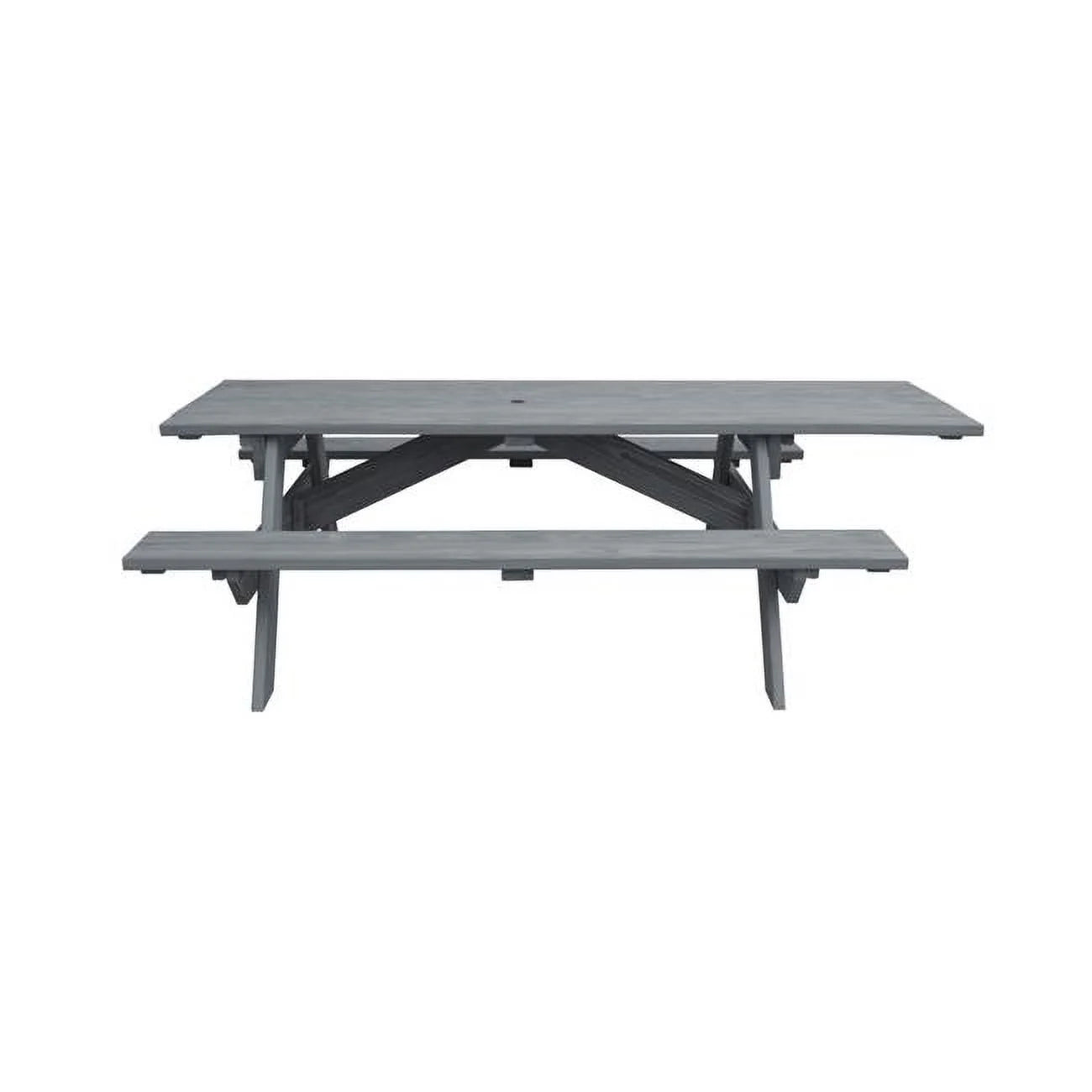 30 x 94 x 66 in. Gray Solid Wood Outdoor Picnic Table with Umbrella Hole
