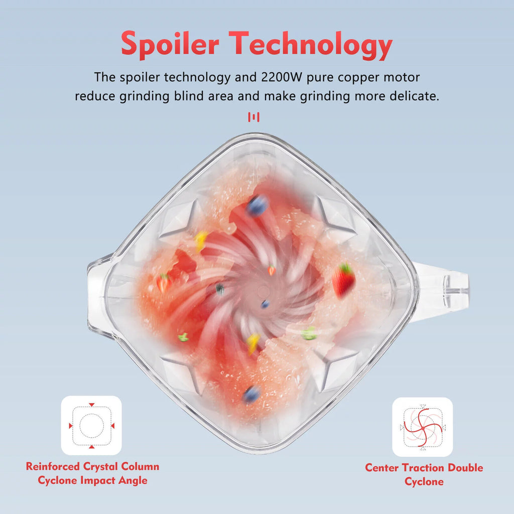 2L Professional Blender Countertop Blender Smoothie Maker Commercial 3HP 2200W(Black)