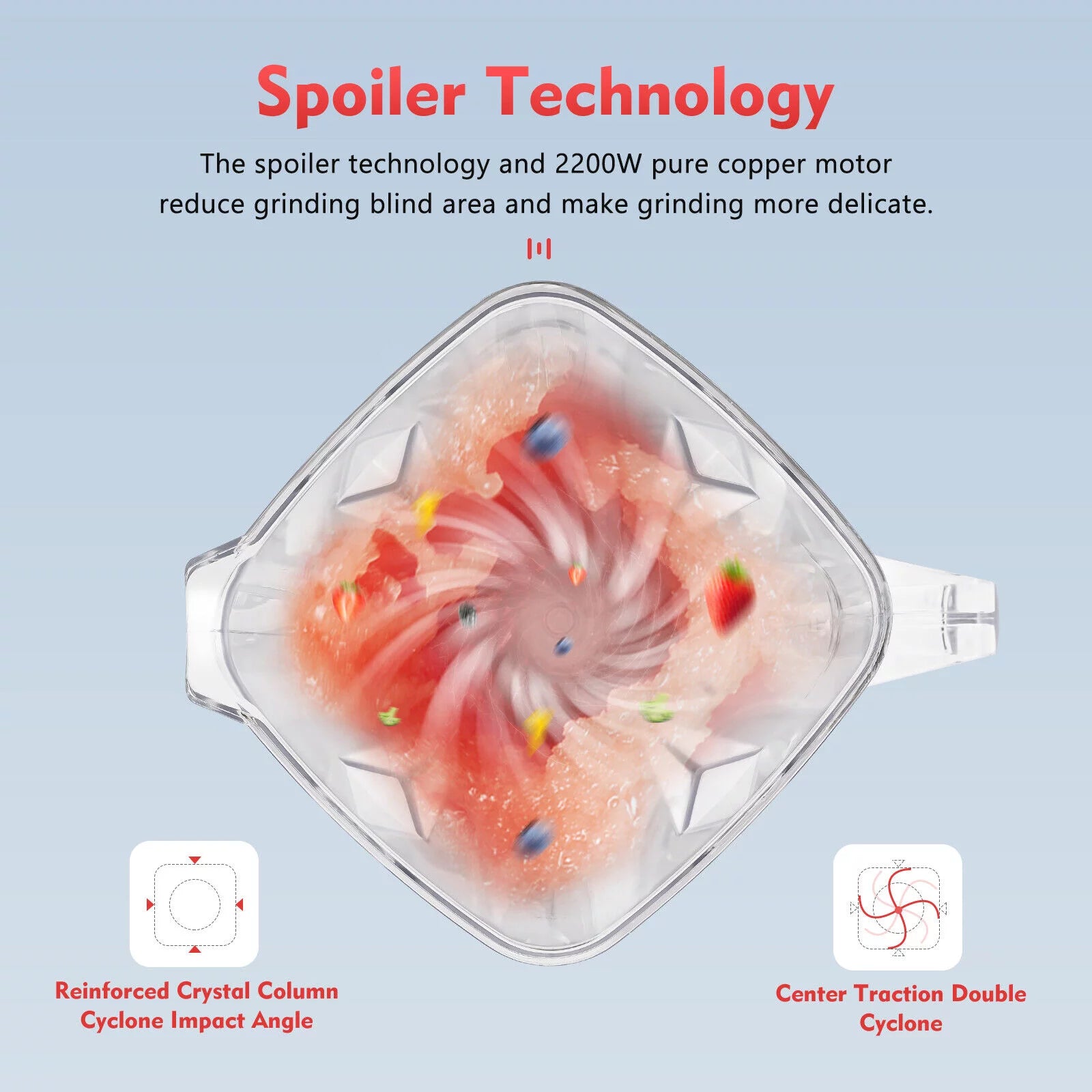 2L Professional Blender Countertop Blender Smoothie Maker Commercial 3HP 2200W(Black)