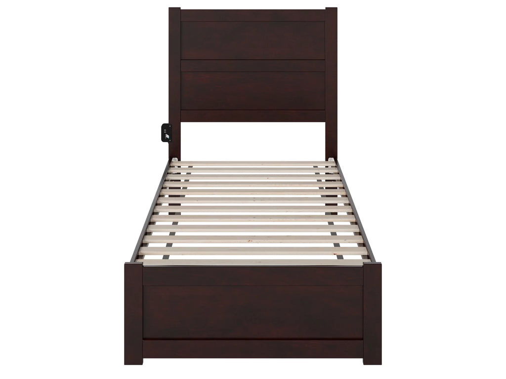 AFI NoHo 14" Twin Wood Platform Bed with Modern Panel Headboard and Footboard, Espresso