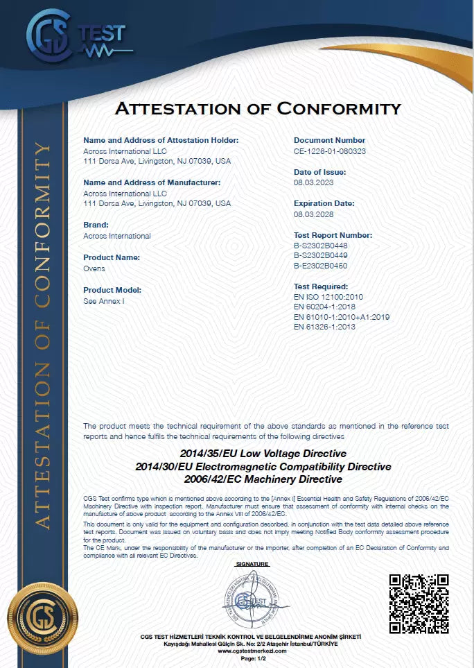 Across International 250°C 22 Cu Ft Forced Convection Drying Oven 220V