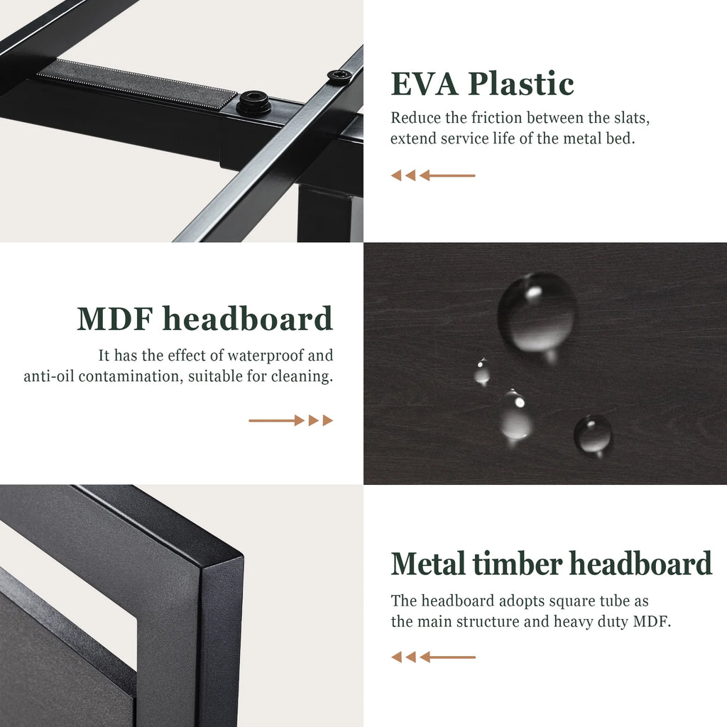 Amolife Full Size Metal Platform Bed Frame with Headboard & Footboard, Black