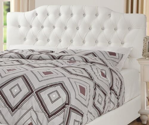 3pc Bedroom Set Elegant Classic Est King Size Bed 2x Nighstands One Shelf and drawer Bedside Table White Tufted Faux Leather