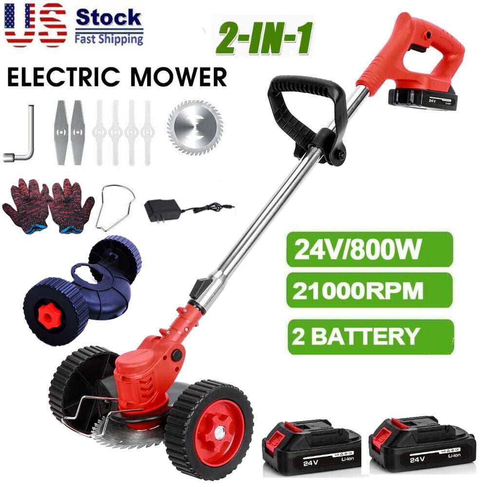 24V 800W Electric Grass Trimmer Cordless With Brushless Electric Machine, Battery Weed Eater, Electric Weed Wacker, Lawn Mower Cordless Pruning Cutter Weed Wacker Garden Trimming Tool