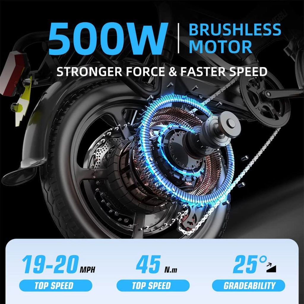 20'K6 Electric Bike for Adults,Ebike with 500W Motor 48V 10AH/12.8Ah Battery, E Bikes Shimano 7-Speed and Dual Shock Absorber Folding Electric Road Bicycle for Urban Commuting