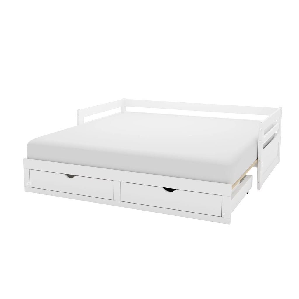 Alaterre Jasper Twin to King Extending Day Bed with Storage Drawers, White