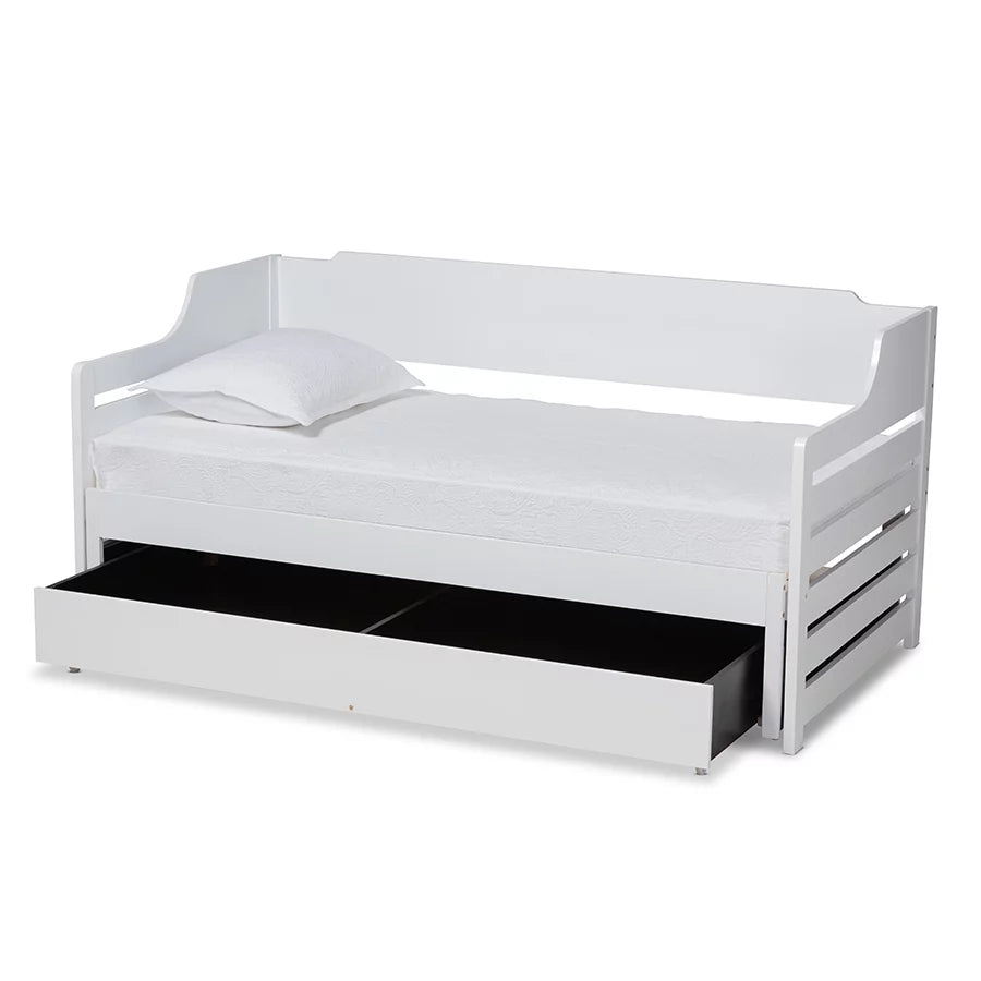 Baxton Studio Jameson Modern and Transitional White Finished Expandable Twin Size to King Size Daybed with Storage