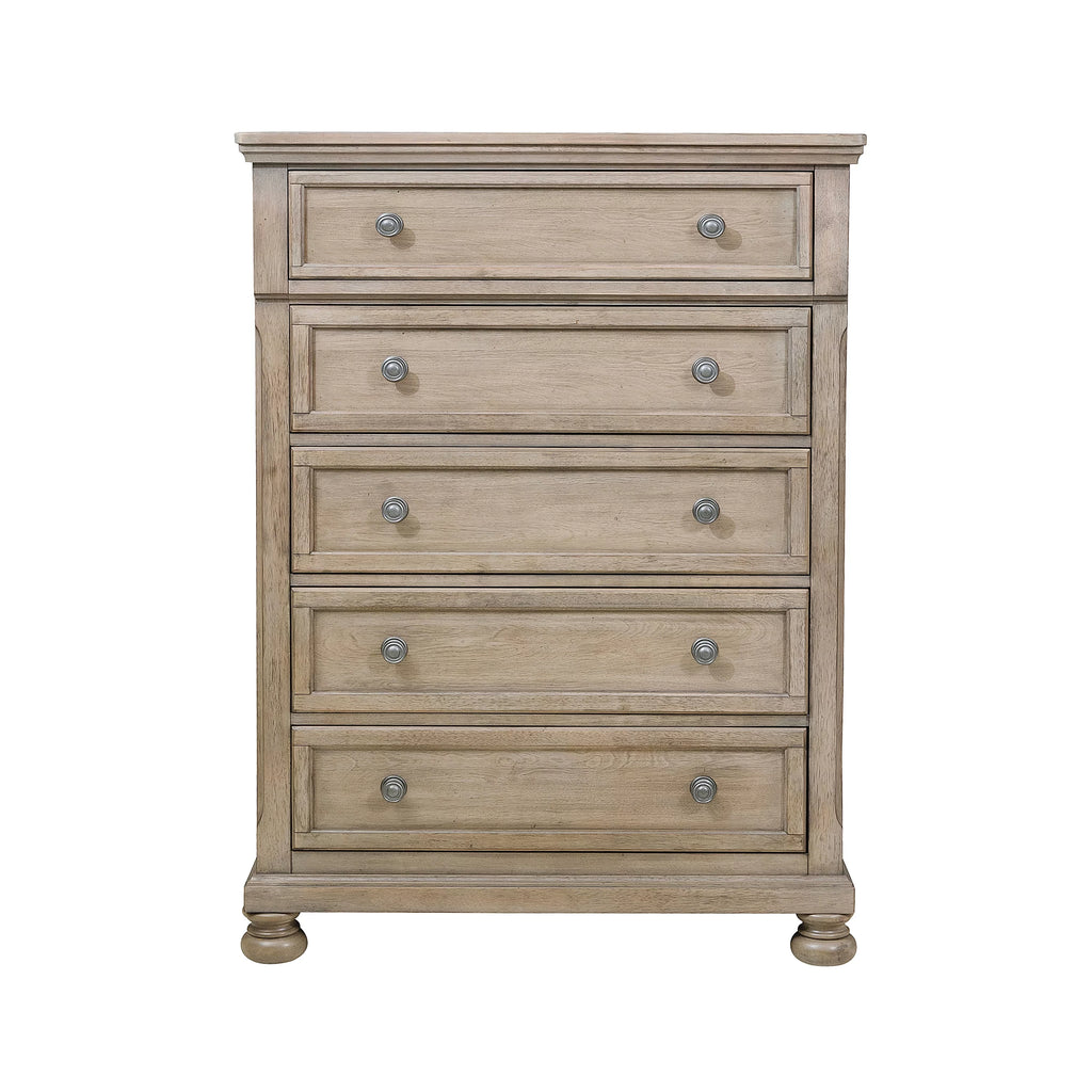 Bedroom Chest 1pc Wire Brushed Gray Finish Birch Veneer Drawers with Ball Bearing Glides Transitional Furniture