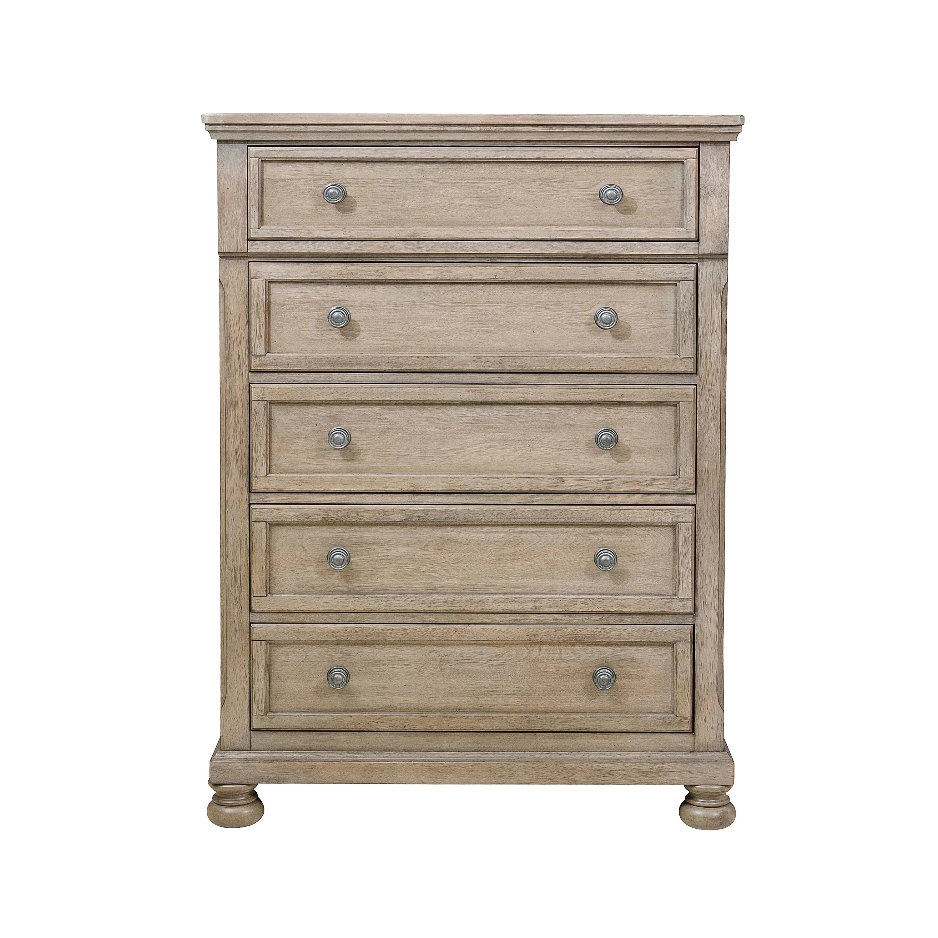 Bedroom Chest 1pc Wire Brushed Gray Finish Birch Veneer Drawers with Ball Bearing Glides Transitional Furniture