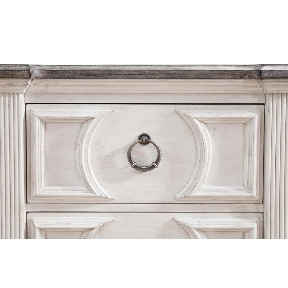 American Woodcrafters Brighten Distressed Antique White Wood 5-Drawer Chest