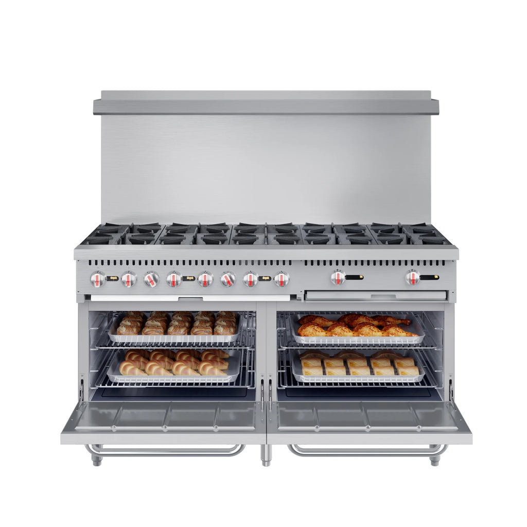 60 in. 10 Burner Commercial LP Range with Oven in Stainless-Steel (KM-CR60-LP)
