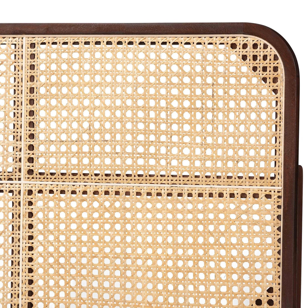 bali & pari Lainer Dark Brown Bayur Wood and Rattan Queen Size Headboard