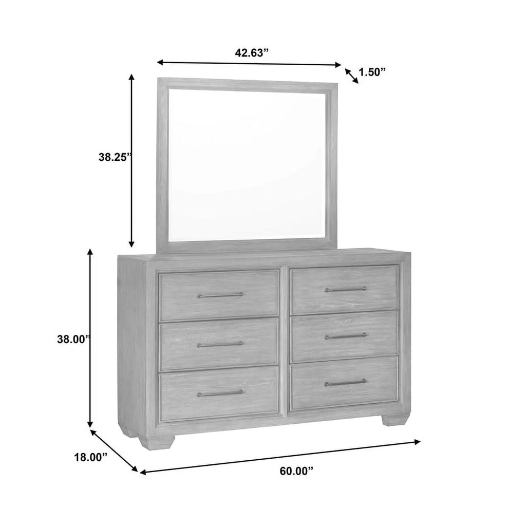 Andover Solid Wood 6 Drawer Dresser with Mirror in Dove Gray by Samuel Lawrence