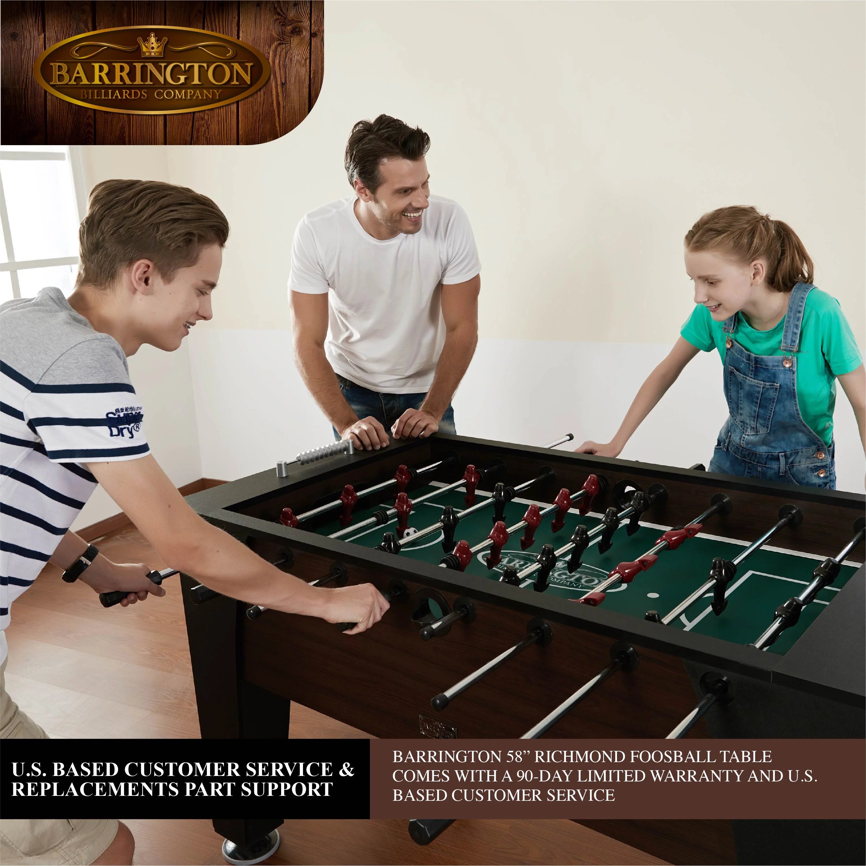 Barrington 58” Richmond Foosball Table Competition Size, Accessories Included, Brown/Black