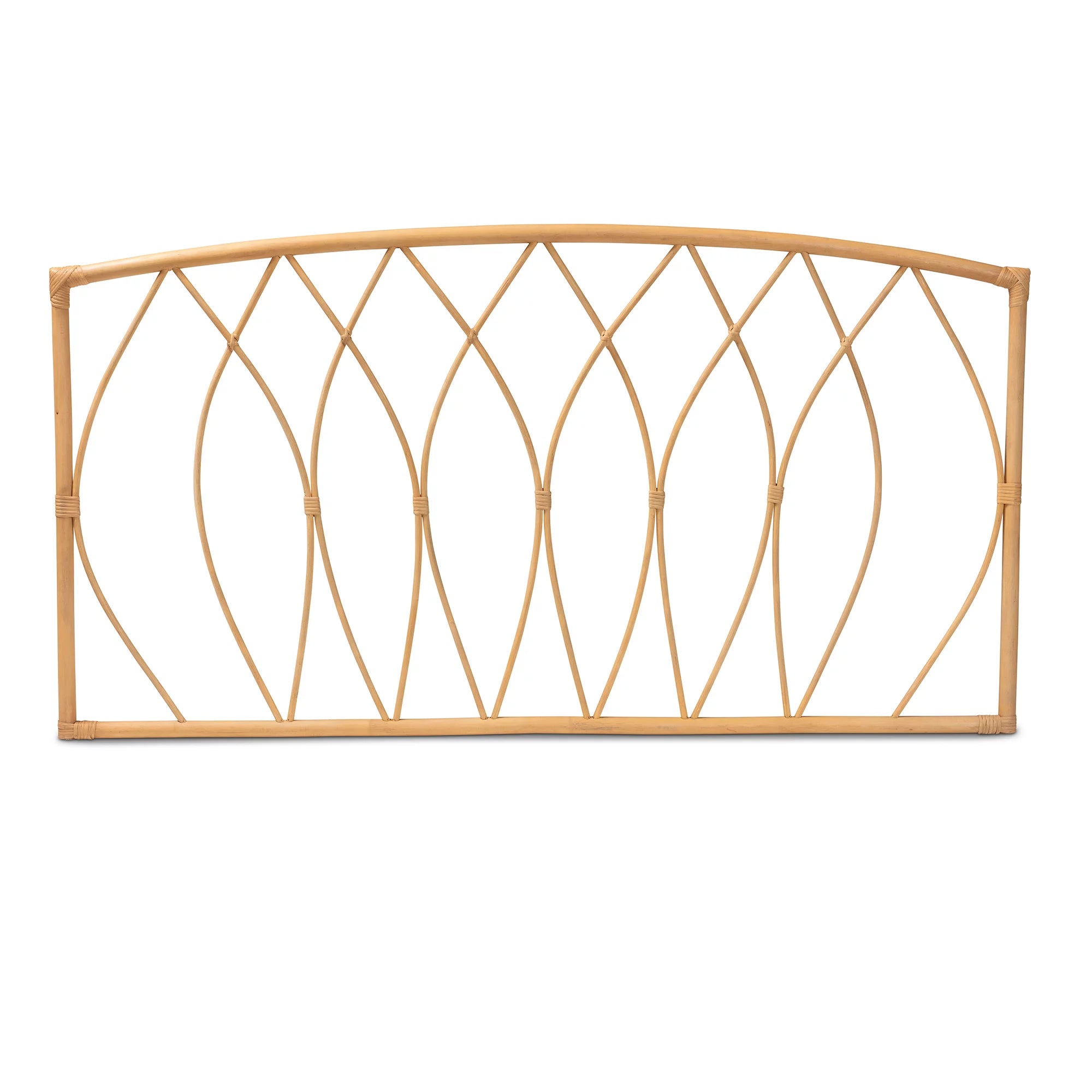 bali & pari Halia Modern Bohemian Natural Brown Rattan Queen Size Wall-Mount Headboard