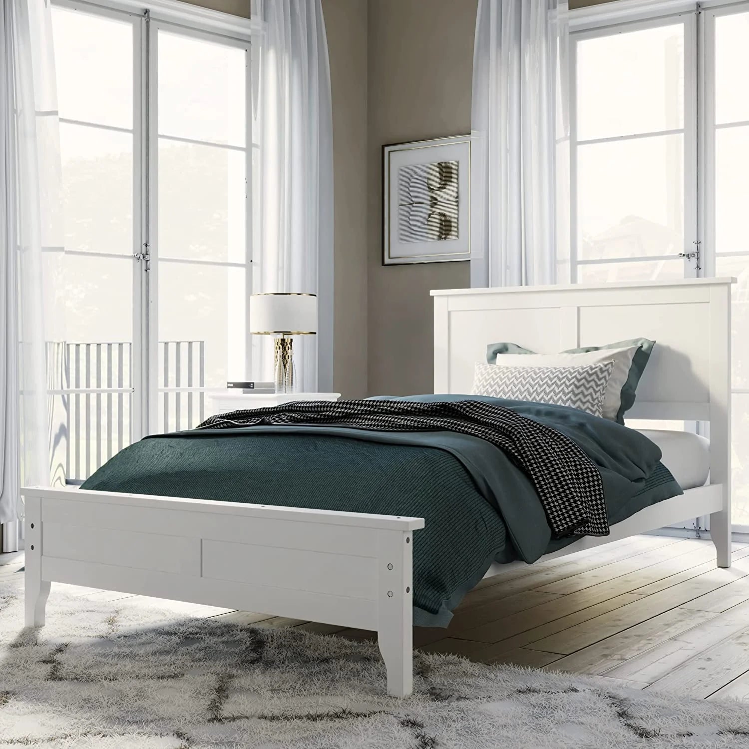 Bedroom Sets, 3 Pieces Bedroom Sets With Full Size Bed, Nightstand End Table And Dresser, Wood Bedroom Furniture Set (White_Full, 3 Piece)