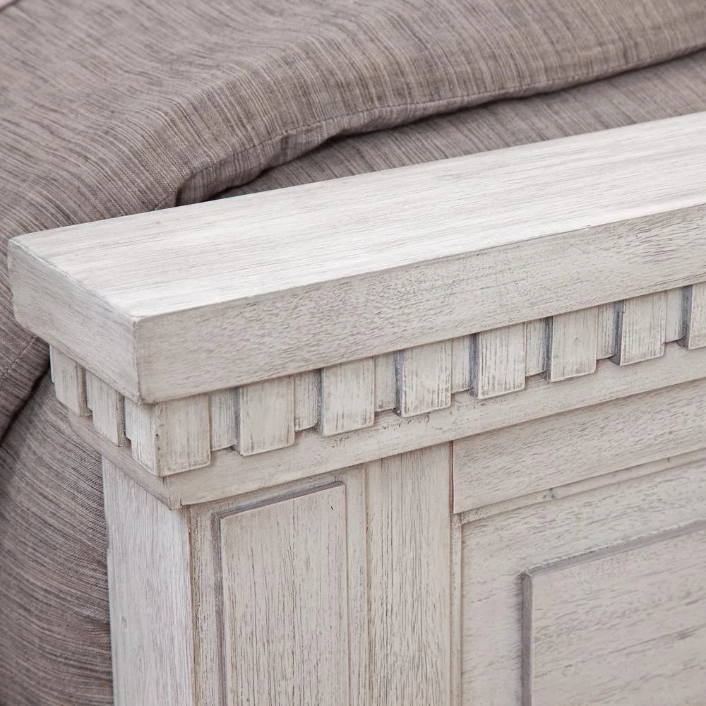 American Woodcrafters 82"W Salter Path Wood King Panel Bed in Oyster White