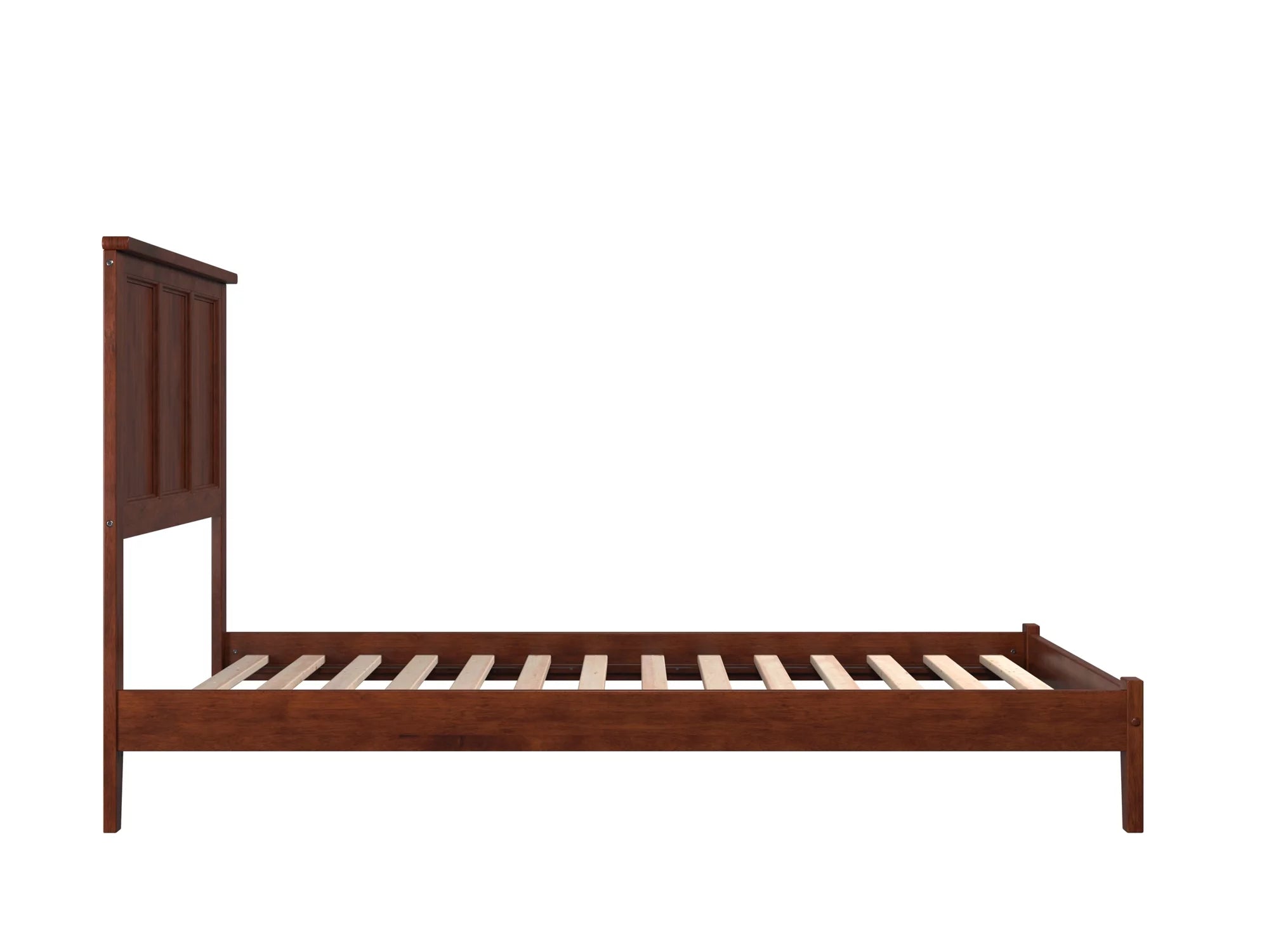 AFI Madison Full Low Profile Wood Platform Bed Frame with Panel Headboard, Walnut