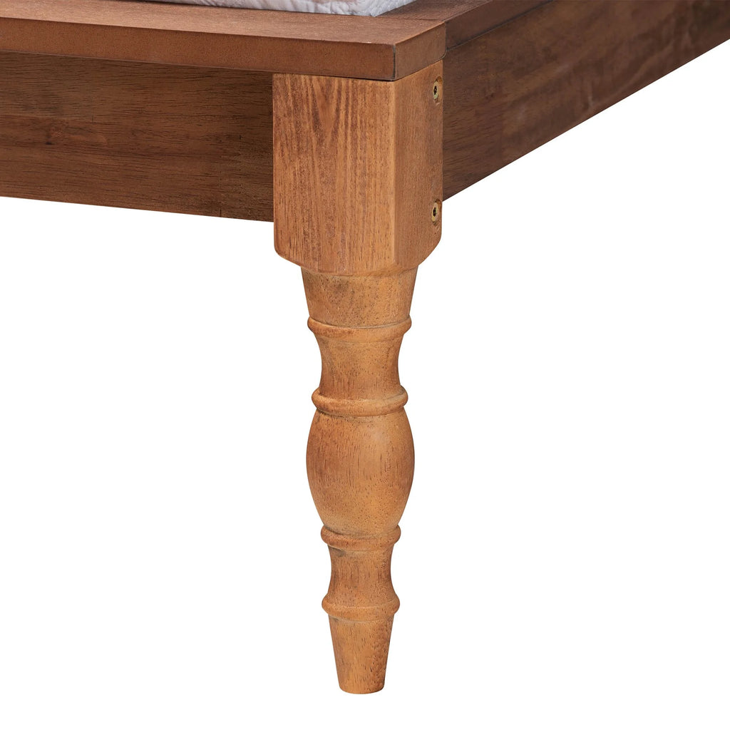 Baxton Studio Eliseo Mid-Century Modern Dark Grey Fabric and Walnut Brown Finished Wood Queen Size Platform Bed