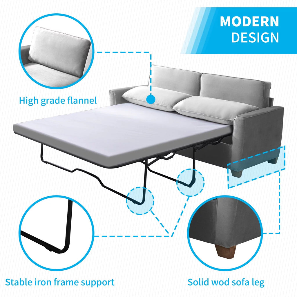 BALUS 2-in-1 Sofa Bed, Full Pull-out Sofa Bed, Sofa Bed with Foam  Mattress, Loveseat Sofa Bed for Living Room, Bedroom, Office, Small Space, Light  Gray