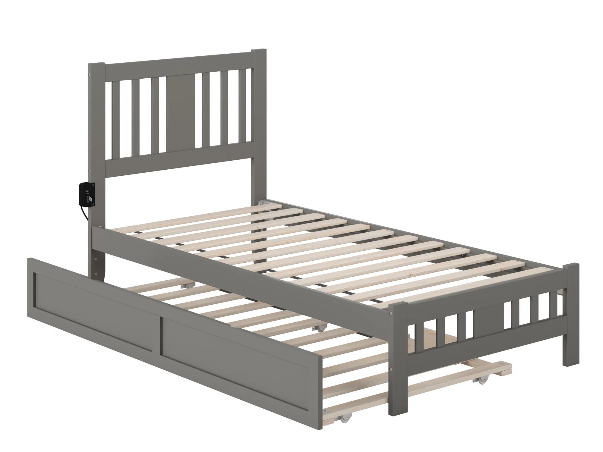 AFI Tahoe Twin Wood Platform Bed with Headboard Footboard & Twin Trundle, Grey