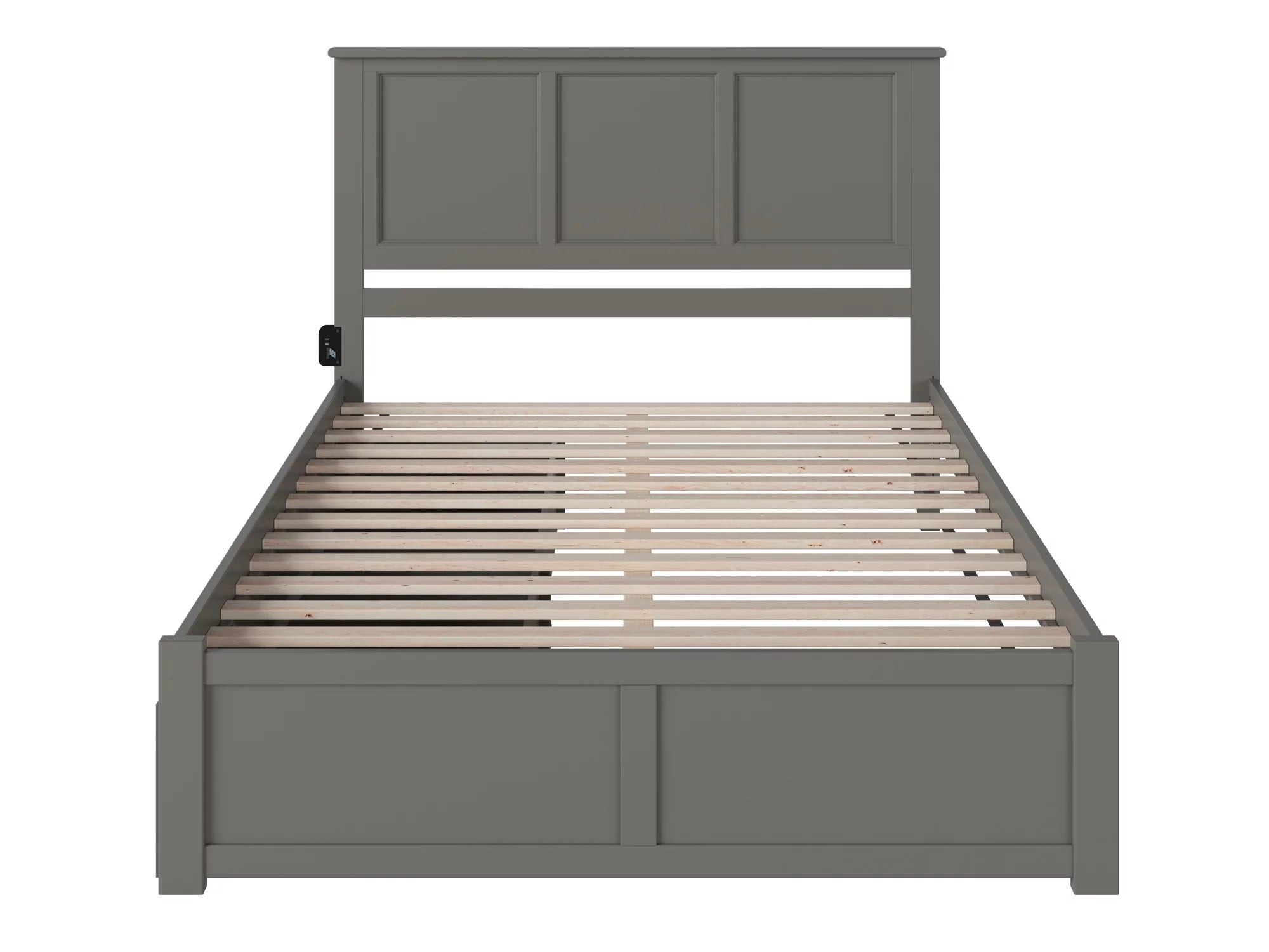 AFI Madison King Solid Wood Platform Bed with Footboard & 2 Storage Drawers in Grey