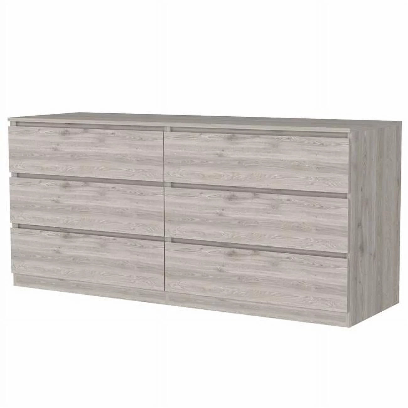 60 in. Manufactured Wood Four Drawer Double Dresser, Light Grey