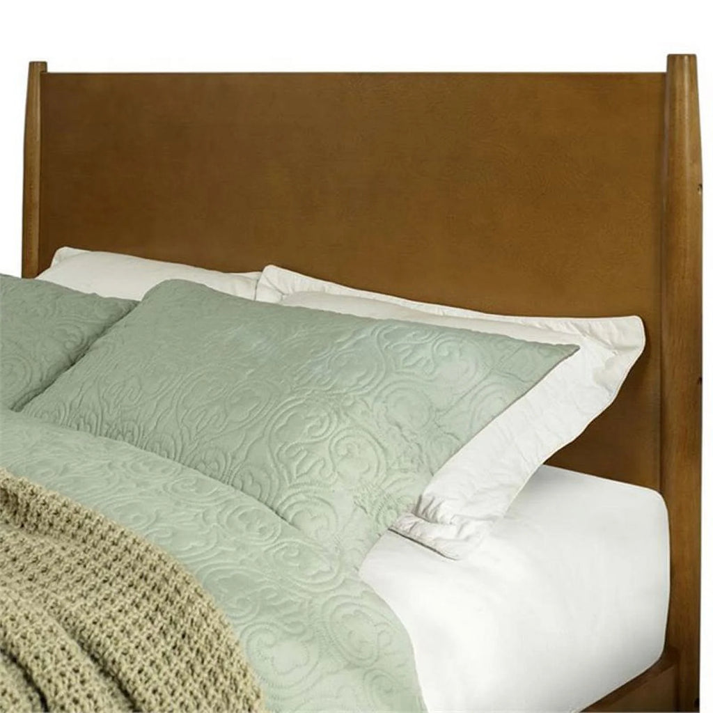 Allora Mid-Century Wood King Panel Platform Bed in Acorn Brown