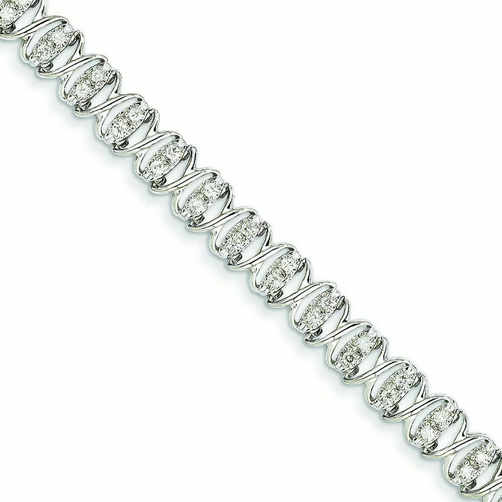 14k White Gold Diamond Fancy Bracelet - 1.00 dwt