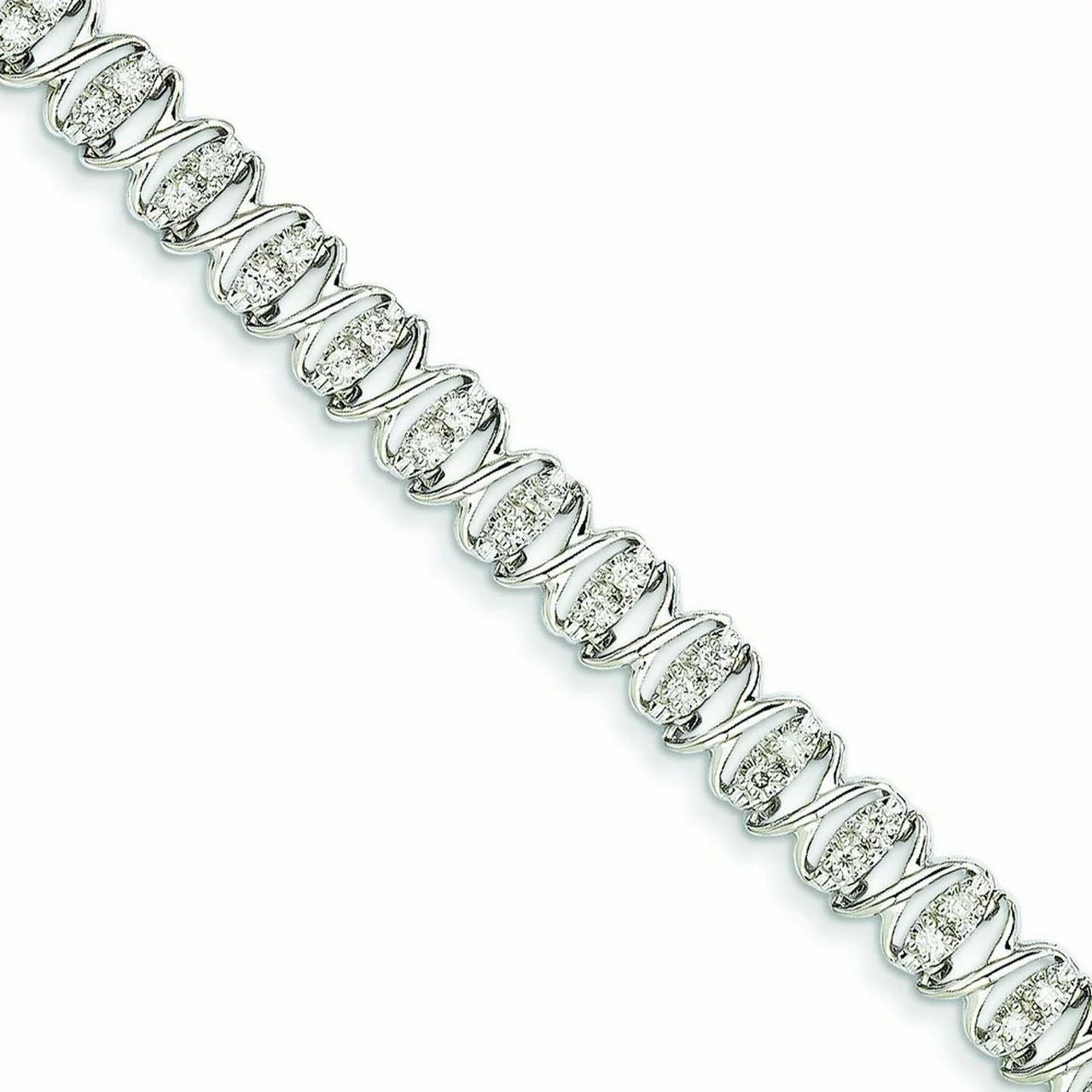14k White Gold Diamond Fancy Bracelet - 1.00 dwt