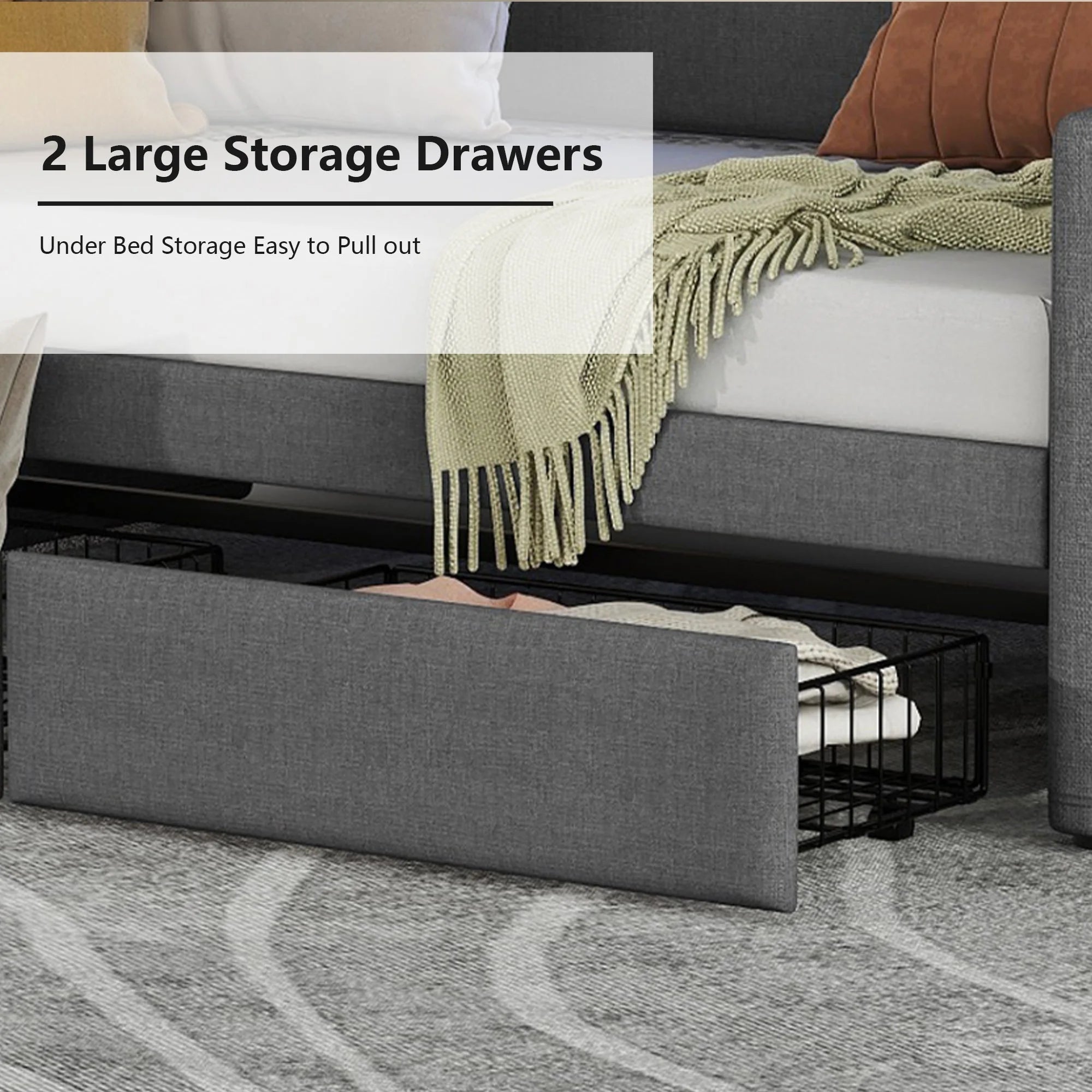 Belin Twin Size Daybed  with Charging Station and LED - Gray