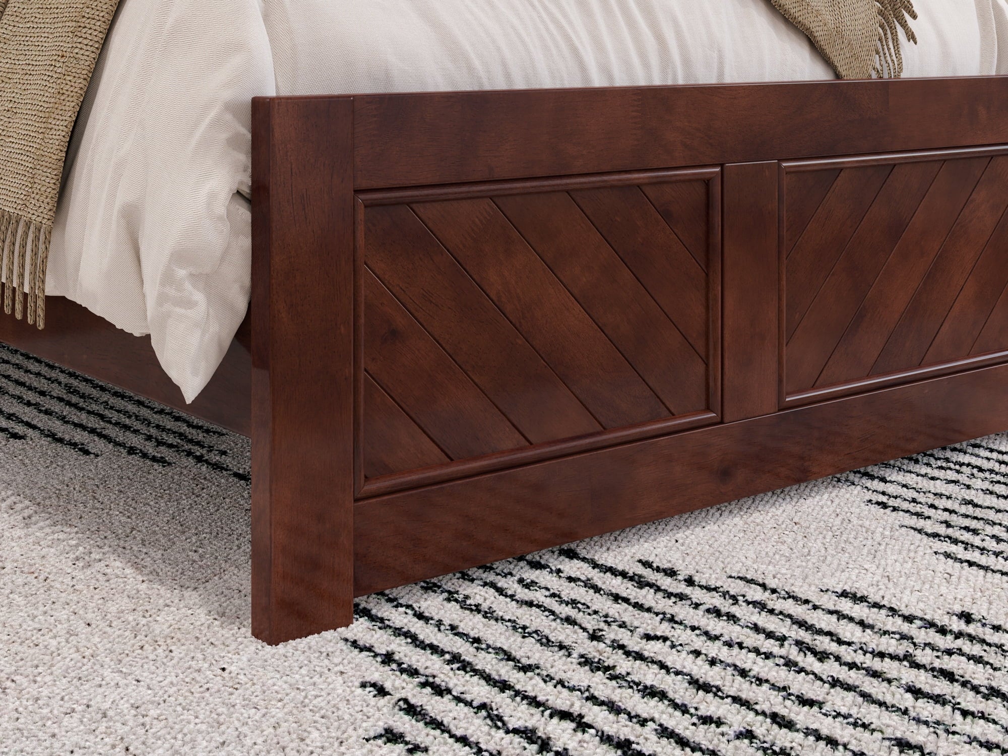 AFI Canyon Walnut Solid Wood Foundation Bed Frame with Matching Footboard, Twin XL