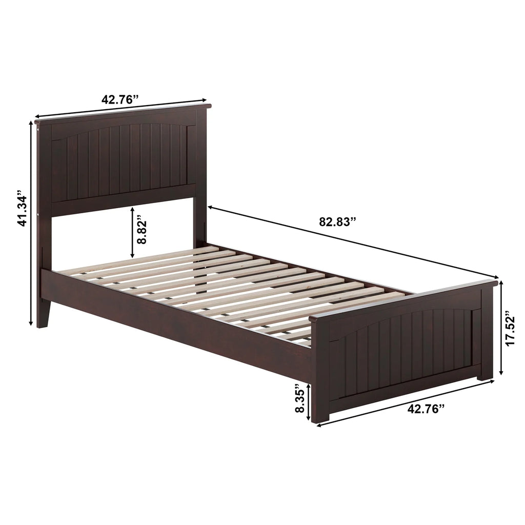 AFI Naples Twin XL Solid Wood Low Profile Platform Bed with Matching Footboard, Espresso