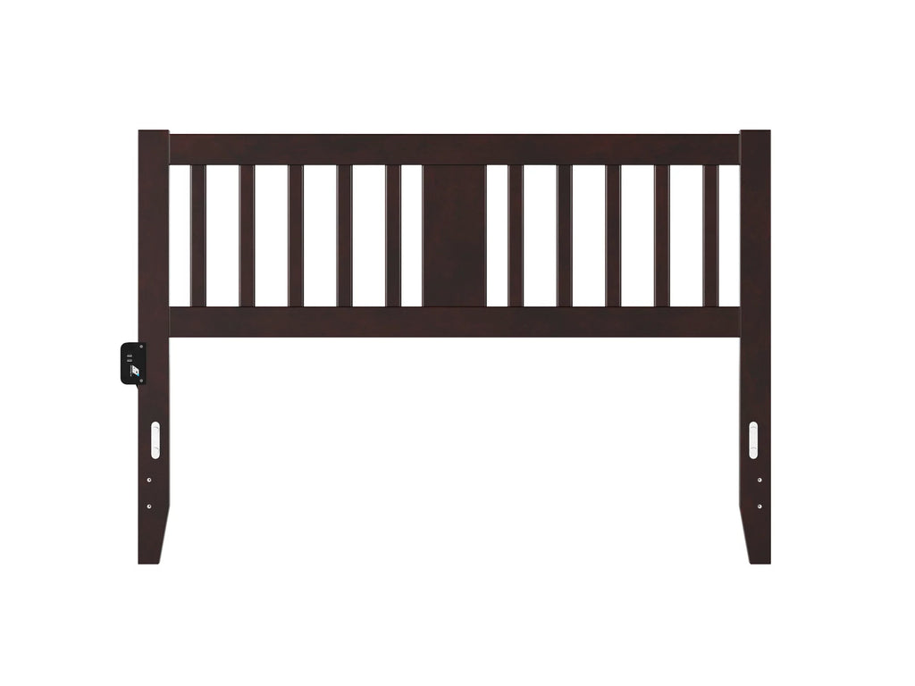 AFI Tahoe Slatted Wood Headboard with 2 USB Ports, Queen, Espresso