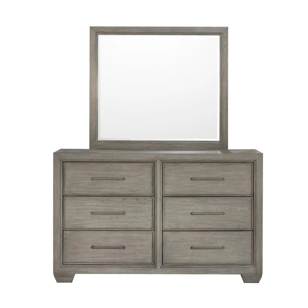 Andover Solid Wood 6 Drawer Dresser with Mirror in Dove Gray by Samuel Lawrence