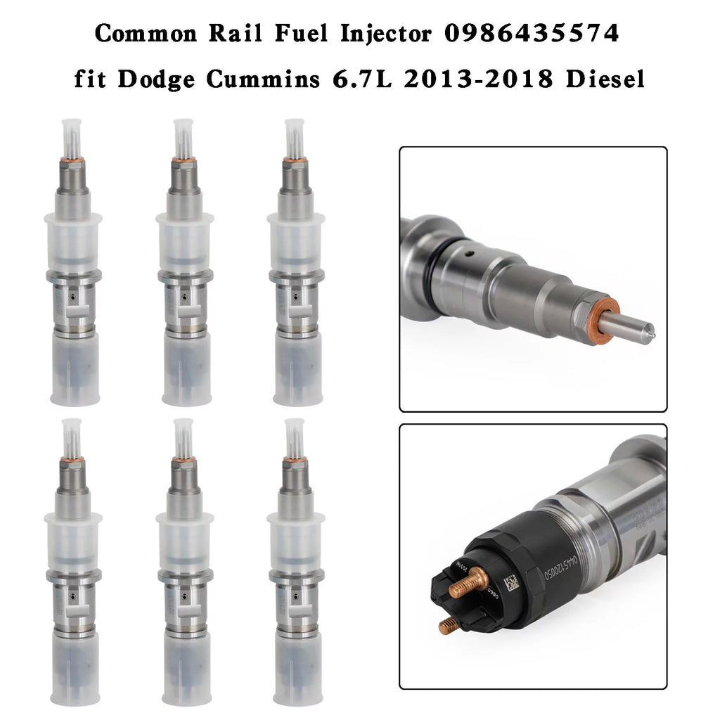 6PCS Common Rail Fuel Injector 0986435574 fit Dodge Cummins 6.7L 2013-2018