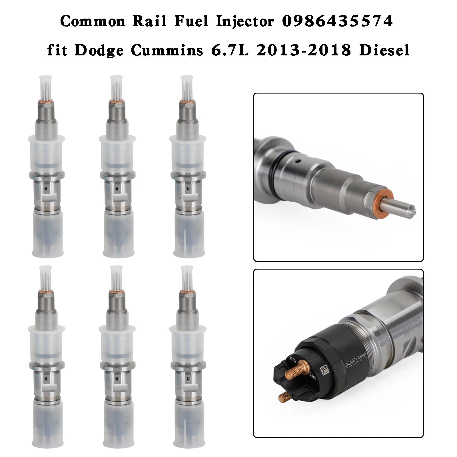 6PCS Common Rail Fuel Injector 0986435574 fit Dodge Cummins 6.7L 2013-2018