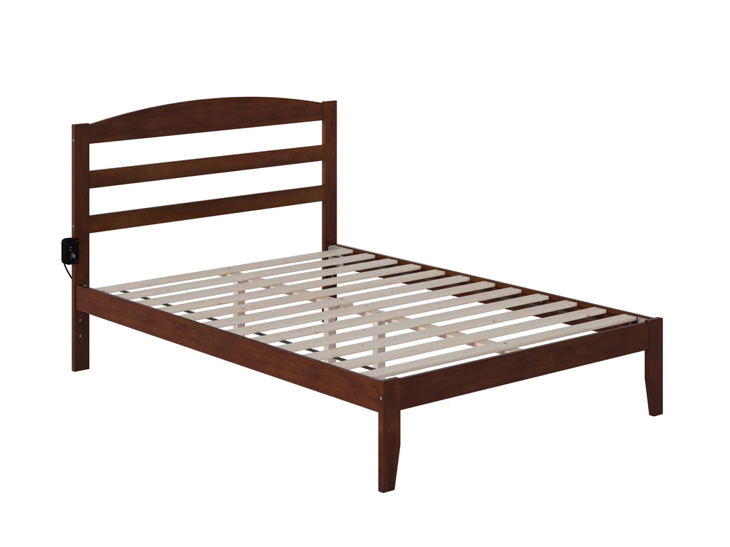 AFI Warren 14" Full Wood Platform Bed Frame with Slatted Headboard, Walnut