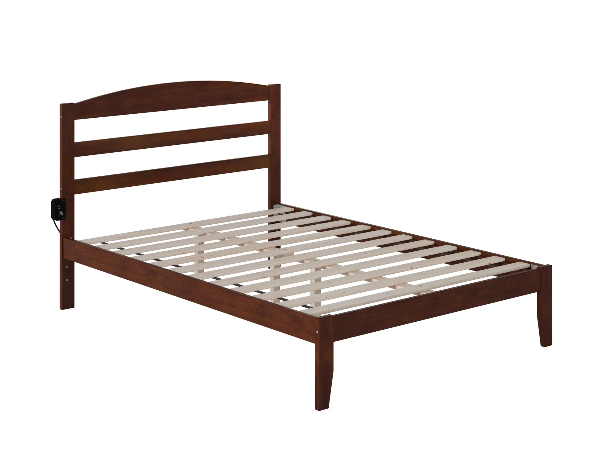 AFI Warren 14" Full Wood Platform Bed Frame with Slatted Headboard, Walnut