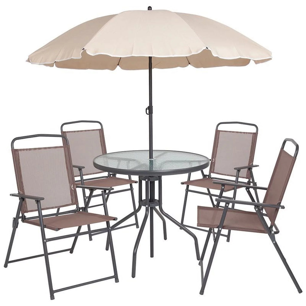 Afuera Living Contemporary 6 Piece Patio Dining Set with Umbrella
