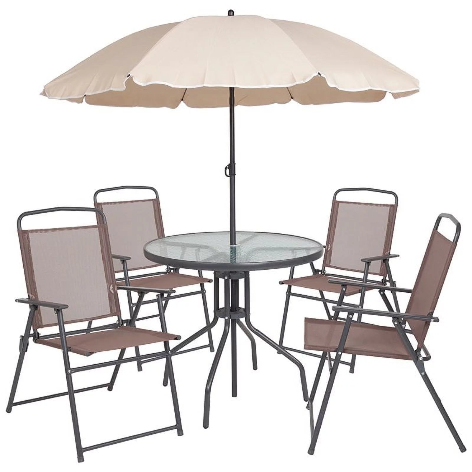 Afuera Living Contemporary 6 Piece Patio Dining Set with Umbrella