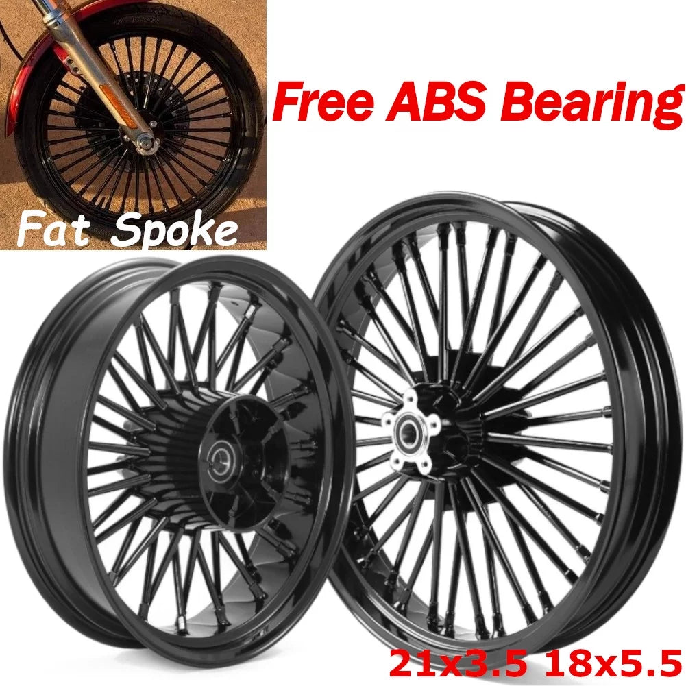 21X3.5 18X5.5 Fat Spoke Wheels Rims for Harley Touring Road King Glide FLHX 09-21