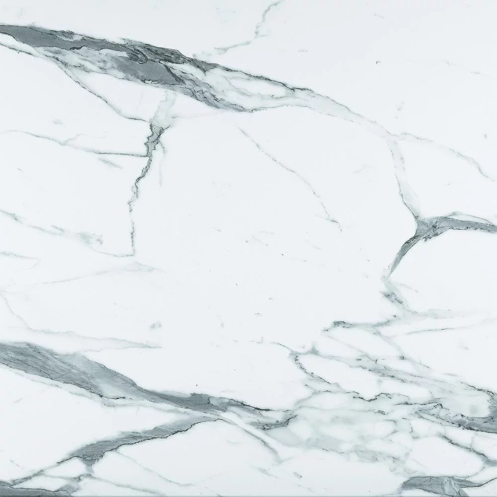 36" Diameter White Marble, Indoor/Outdoor All-Season EuroSlim Table Top with Umbrella Hole by the Holland Bar Stool Co.