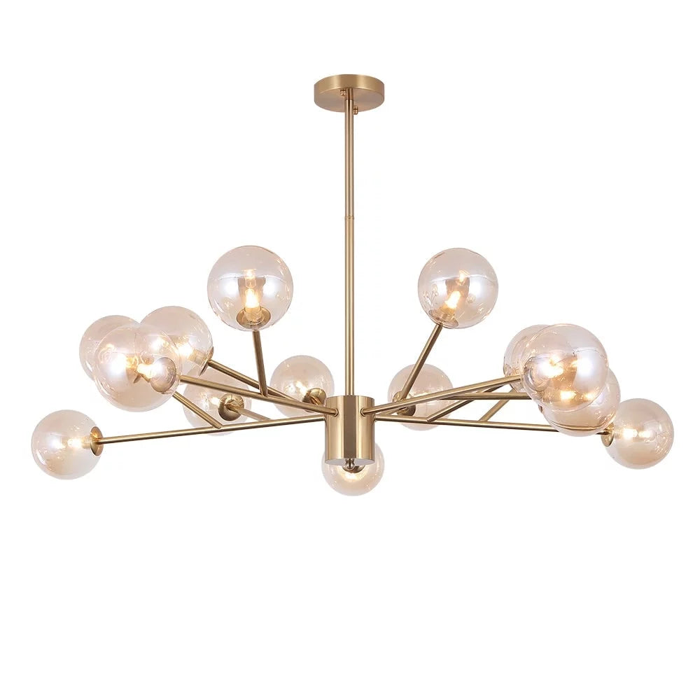 15-light Glass Globe Bubble Sputnik Chandelier Gold Gold