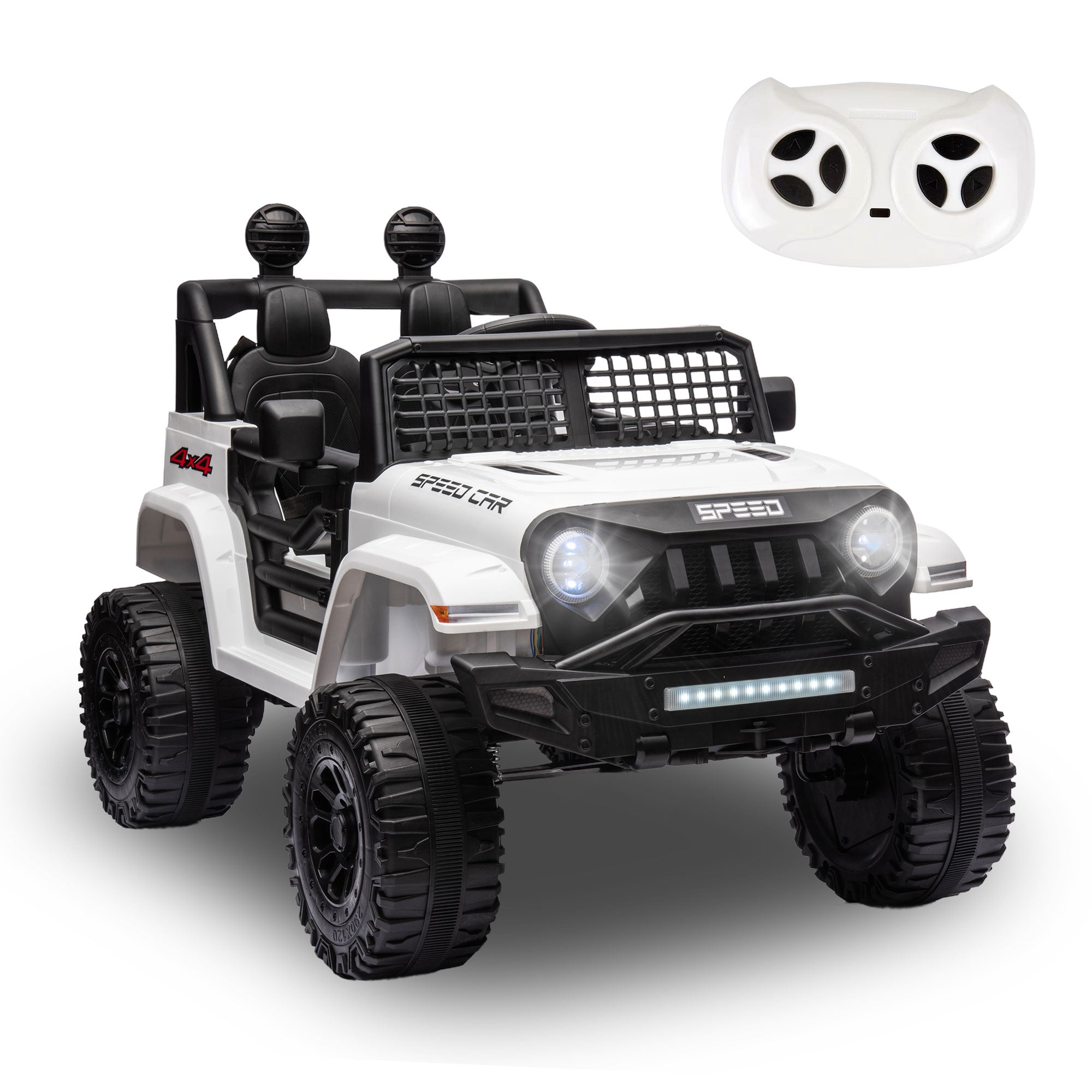 24V 2 Seater Kids Ride On Car Truck with 20" Extra Wide Seat, 4WD/2WD Switchable Kids Electric Vehicle with 4x100W Powerful Engine, Remote Control, Soft Brake, Music, Suspension, LED Light (Pink)