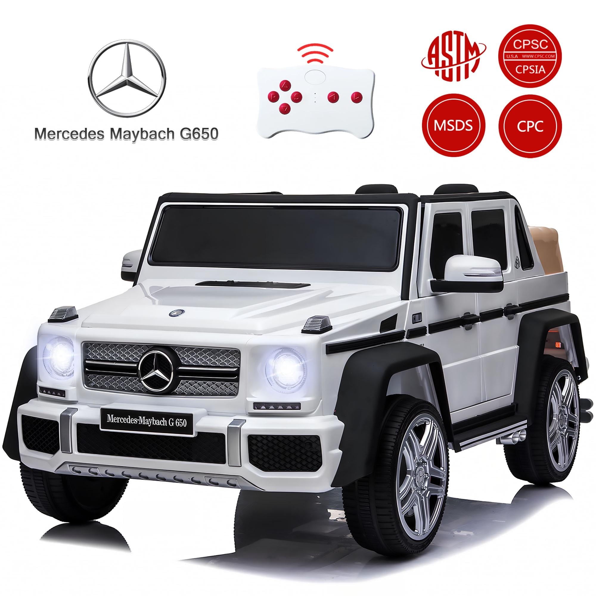 24V Ride on Car with Remote Control for Kids Mercedes Benz Ride on Car Toy for Boys and Girls 3-6 Years Old, Electric Vehicle, Bluetooth, LED Light, White