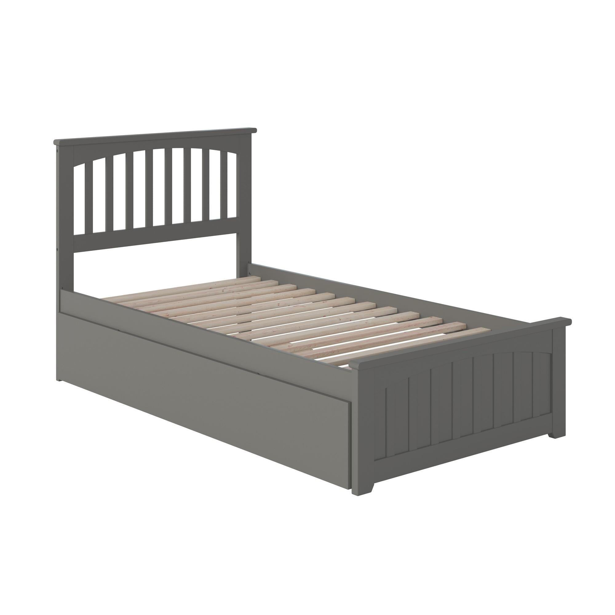 AFI Mission Full Platform Bed with Footboard and Twin Trundle in Walnut